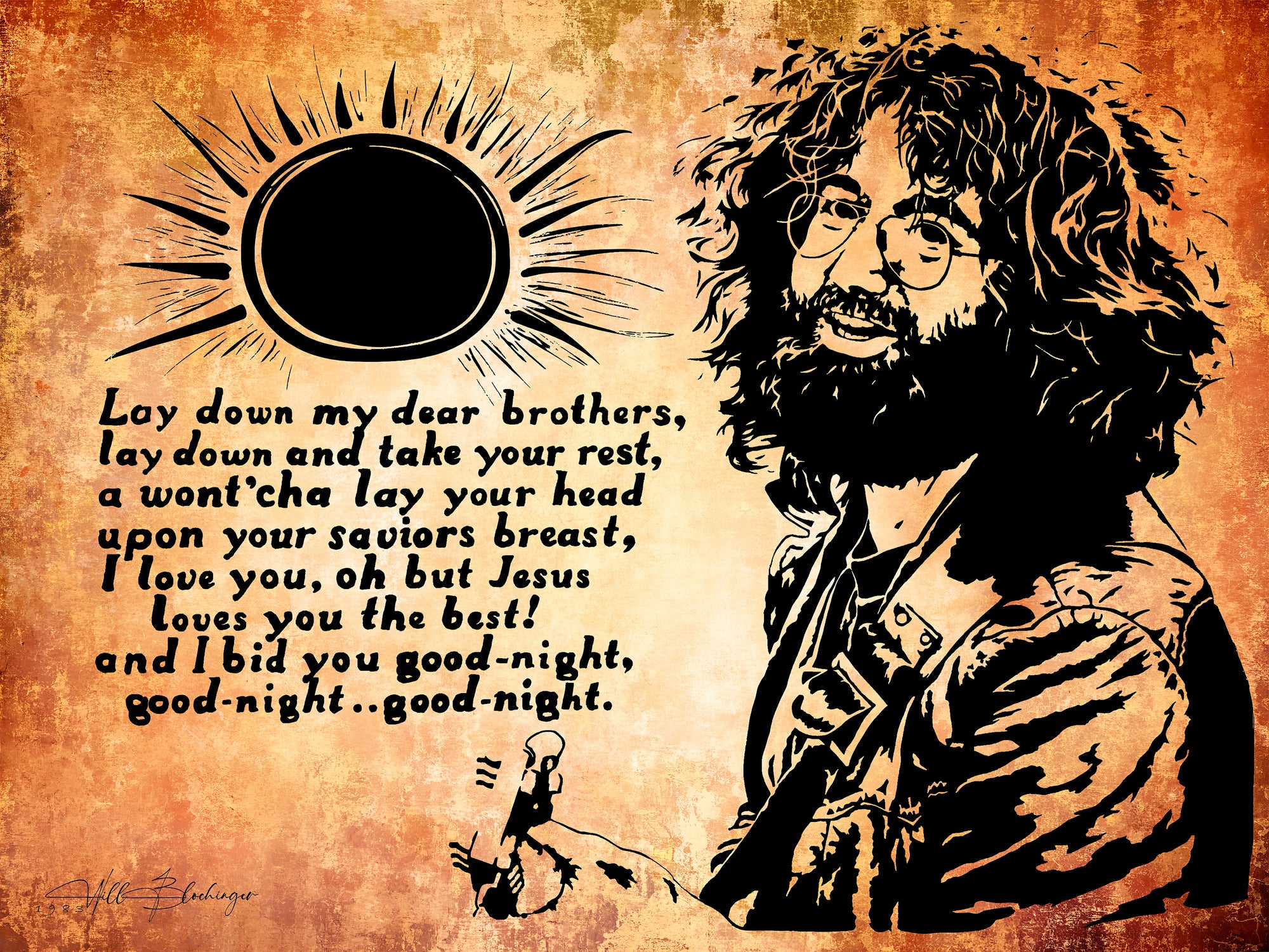 Jerry Garcia Silk screen print. Designed in 1983 
